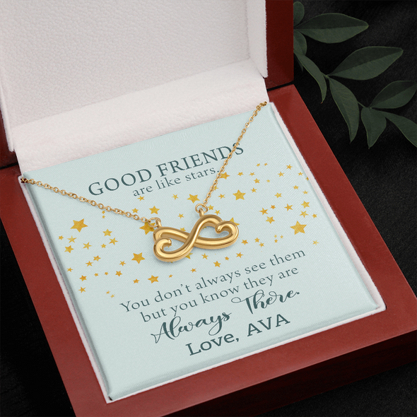 To My Good Friends, Infinity Hearts Necklace With You Know They Are Always There Message Card, Birthday, Gift For Her, Necklace for Her, Jewelry For Her, Customized Message Card