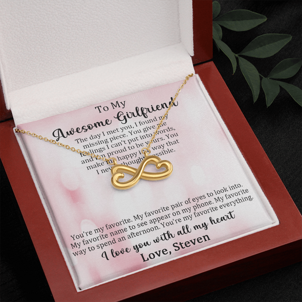 To My Awesome Girlfriend, Infinity Hearts Necklace, Customized Pendant For Her, Birthday Gift, Christmas, Anniversary, Gift For Her, Valentine's Day, Jewelry For Her