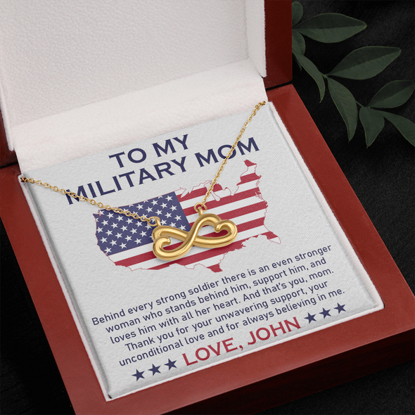 To My Military Mom, Infinity Hearts Necklace, Birthday, Mother's Day, Christmas, Anniversary, Gift For Her Valentine's Day, Jewelry For Mom, Customized Pendant For Mom