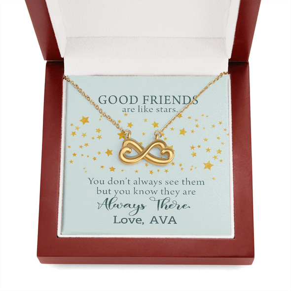 To My Good Friends, Infinity Hearts Necklace With You Know They Are Always There Message Card, Birthday, Gift For Her, Necklace for Her, Jewelry For Her, Customized Message Card