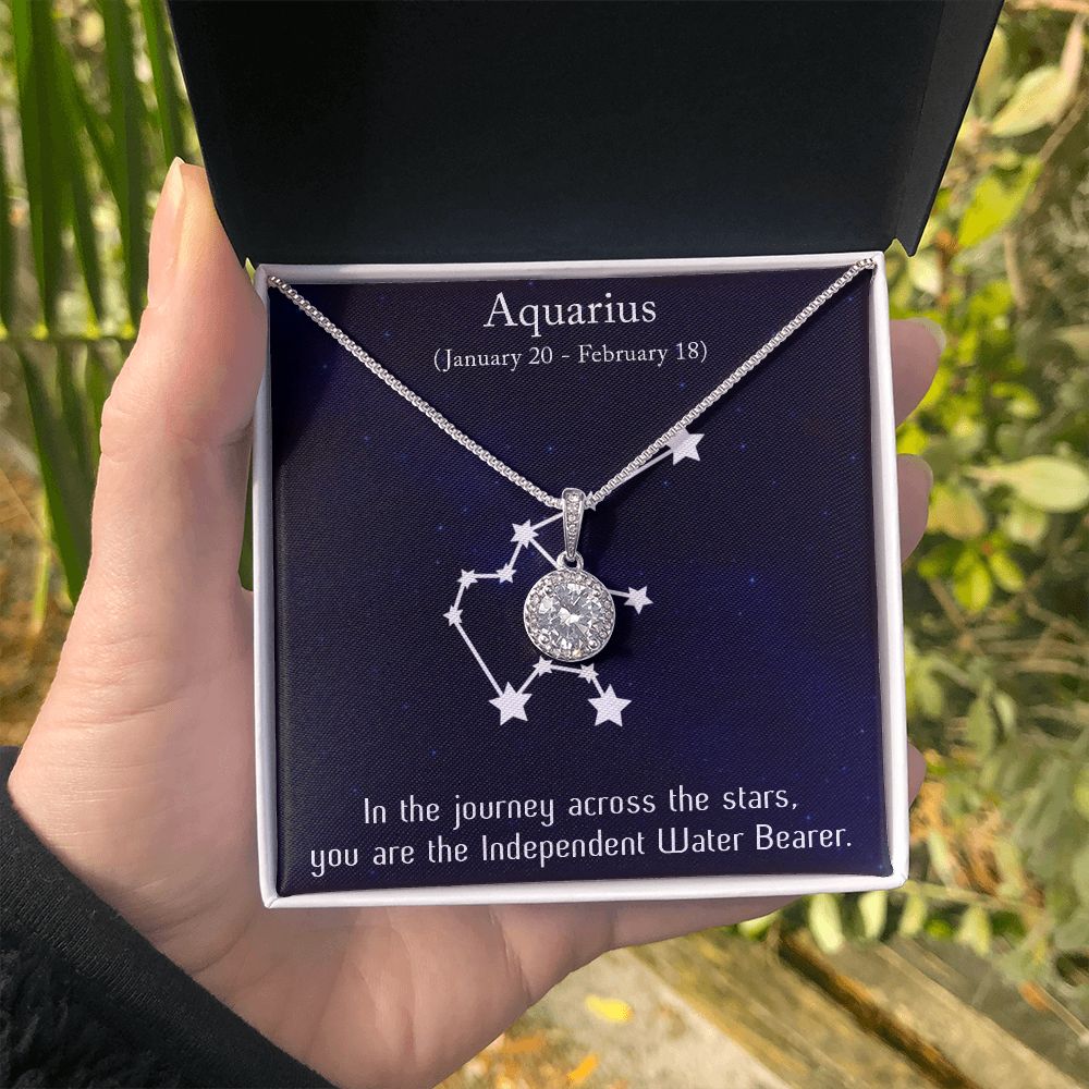 YOU ARE THE INDEPENDENT WATER BEARER, AQUARIUS MESSAGE CARD WITH ETERNAL HOPE NECKLACE, ZODIAC MESSAGE CARD, GIFT FOR HER