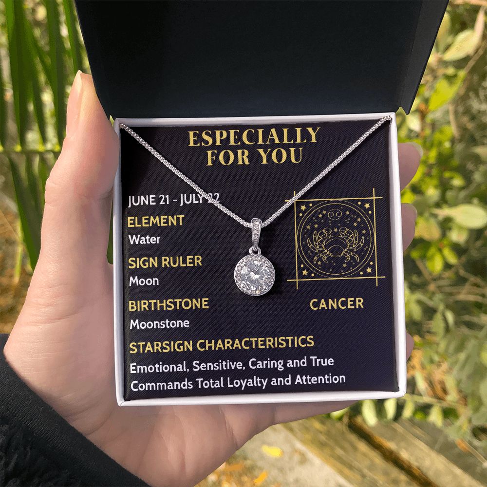 ESPECIALLY FOR YOU, CANCER MESSAGE CARD WITH ETERNAL HOPE NECKLACE, ZODIAC MESSAGE CARD, GIFT FOR HER