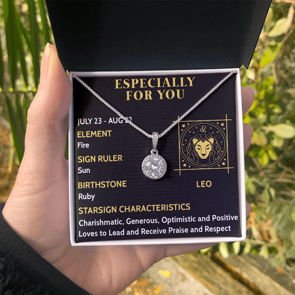 ESPECIALLY FOR YOU, LEO MESSAGE CARD WITH ETERNAL HOPE NECKLACE, ZODIAC MESSAGE CARD, GIFT FOR HER