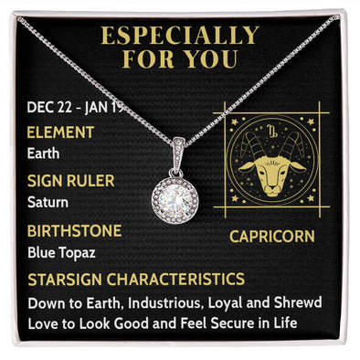 ESPECIALLY FOR YOU, CAPRICORN MESSAGE CARD WITH ETERNAL HOPE NECKLACE, ZODIAC MESSAGE CARD, GIFT FOR HER
