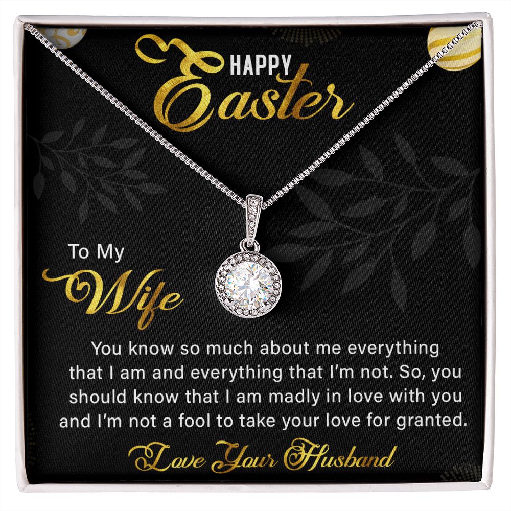 TO MY WIFE, HAPPY EASTER, ETERNAL HOPE NECKLACE WITH MESSAGE CARD, EASTER GIFT FOR WIFE FROM HUSBAND