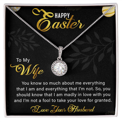 TO MY WIFE, HAPPY EASTER, ETERNAL HOPE NECKLACE WITH MESSAGE CARD, EASTER GIFT FOR WIFE FROM HUSBAND