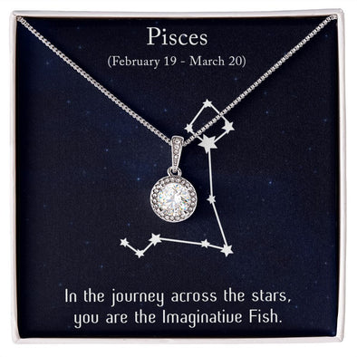 YOU ARE THE IMAGINATIVE FISH, PISCES MESSAGE CARD WITH ETERNAL HOPE NECKLACE, ZODIAC MESSAGE CARD, GIFT FOR HER