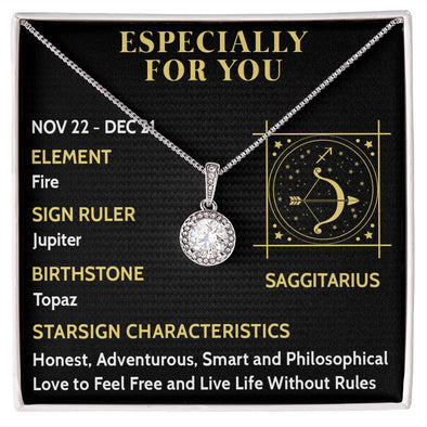 ESPECIALLY FOR YOU, SAGGITARIUS MESSAGE CARD WITH ETERNAL HOPE NECKLACE, ZODIAC MESSAGE CARD, GIFT FOR HER