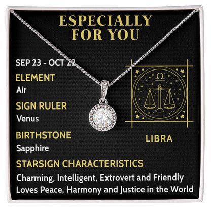 ESPECIALLY FOR YOU, LIBRA MESSAGE CARD WITH ETERNAL HOPE NECKLACE, ZODIAC MESSAGE CARD, GIFT FOR HER