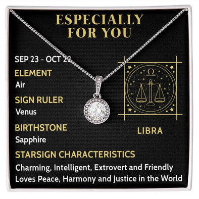 ESPECIALLY FOR YOU, LIBRA MESSAGE CARD WITH ETERNAL HOPE NECKLACE, ZODIAC MESSAGE CARD, GIFT FOR HER