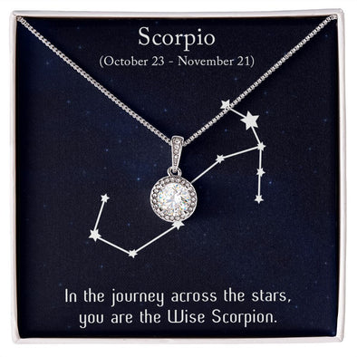 YOU ARE THE WISE SCORPION, SCORPIO MESSAGE CARD WITH ETERNAL HOPE NECKLACE, ZODIAC MESSAGE CARD, GIFT FOR HER