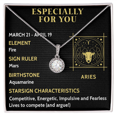 ESPECIALLY FOR YOU, ARIES MESSAGE CARD WITH ETERNAL HOPE NECKLACE, ZODIAC MESSAGE CARD, GIFT FOR HER