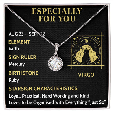 ESPECIALLY FOR YOU, VIRGO MESSAGE CARD WITH ETERNAL HOPE NECKLACE, ZODIAC MESSAGE CARD, GIFT FOR HER