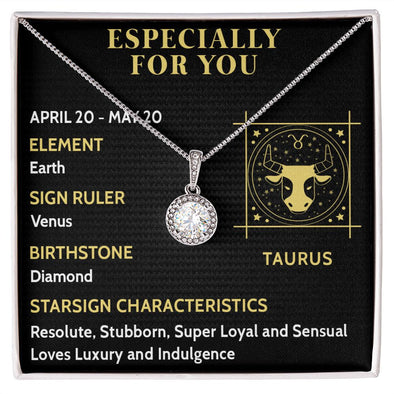 ESPECIALLY FOR YOU, TAURUS MESSAGE CARD WITH ETERNAL HOPE NECKLACE, ZODIAC MESSAGE CARD, GIFT FOR HER