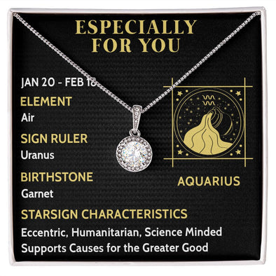 ESPECIALLY FOR YOU, AQUARIUS MESSAGE CARD WITH ETERNAL HOPE NECKLACE, ZODIAC MESSAGE CARD, GIFT FOR HER