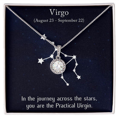 YOU ARE THE PRACTICAL VIRGIN, VIRGO MESSAGE CARD WITH ETERNAL HOPE NECKLACE, ZODIAC MESSAGE CARD, GIFT FOR HER