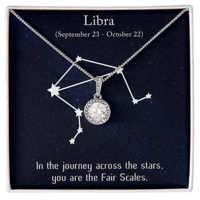 YOU ARE THE FAIR SCALES, LIBRA MESSAGE CARD WITH ETERNAL HOPE NECKLACE, ZODIAC MESSAGE CARD, GIFT FOR HER