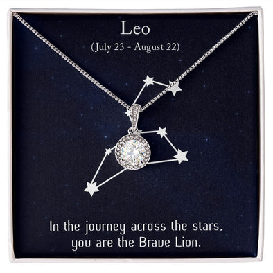 YOU ARE THE BRAVE LION, LEO MESSAGE CARD WITH ETERNAL HOPE NECKLACE, ZODIAC MESSAGE CARD, GIFT FOR HER