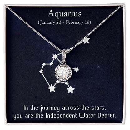 YOU ARE THE INDEPENDENT WATER BEARER, AQUARIUS MESSAGE CARD WITH ETERNAL HOPE NECKLACE, ZODIAC MESSAGE CARD, GIFT FOR HER