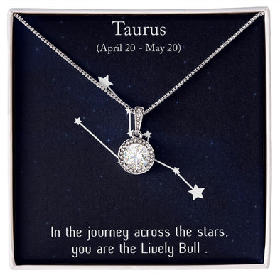 YOU ARE THE LIVELY BULL, TAURUS MESSAGE CARD WITH ETERNAL HOPE NECKLACE, ZODIAC MESSAGE CARD, GIFT FOR HER