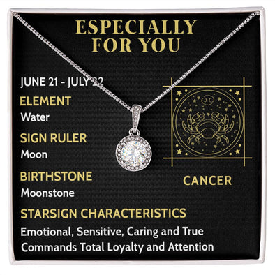 ESPECIALLY FOR YOU, CANCER MESSAGE CARD WITH ETERNAL HOPE NECKLACE, ZODIAC MESSAGE CARD, GIFT FOR HER