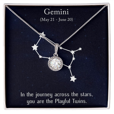 YOU ARE THE PLAYFUL TWINS, GEMINI MESSAGE CARD WITH ETERNAL HOPE NECKLACE, ZODIAC MESSAGE CARD, GIFT FOR HER