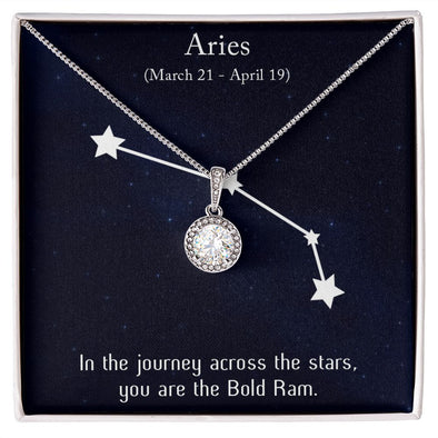 YOU ARE THE BOLD RAM, ARIES MESSAGE CARD WITH ETERNAL HOPE NECKLACE, ZODIAC MESSAGE CARD, GIFT FOR HER