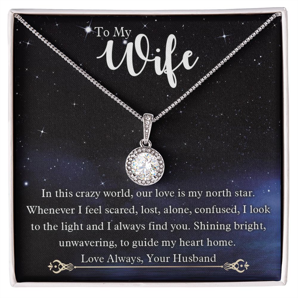 To My Wife, Our Love Is My North Star, Eternal Hope Necklace For Wife With Message Card, Birthday, Valentine's Day Gift For Her