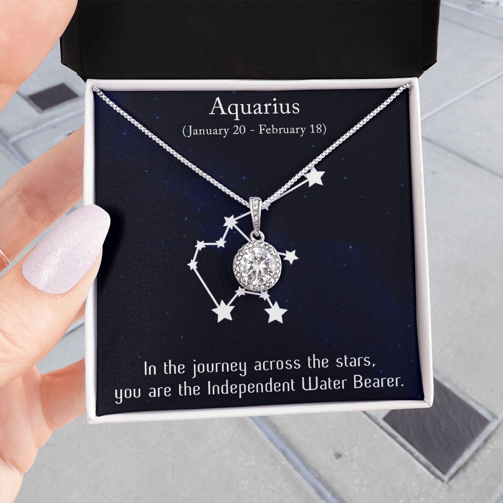 YOU ARE THE INDEPENDENT WATER BEARER, AQUARIUS MESSAGE CARD WITH ETERNAL HOPE NECKLACE, ZODIAC MESSAGE CARD, GIFT FOR HER