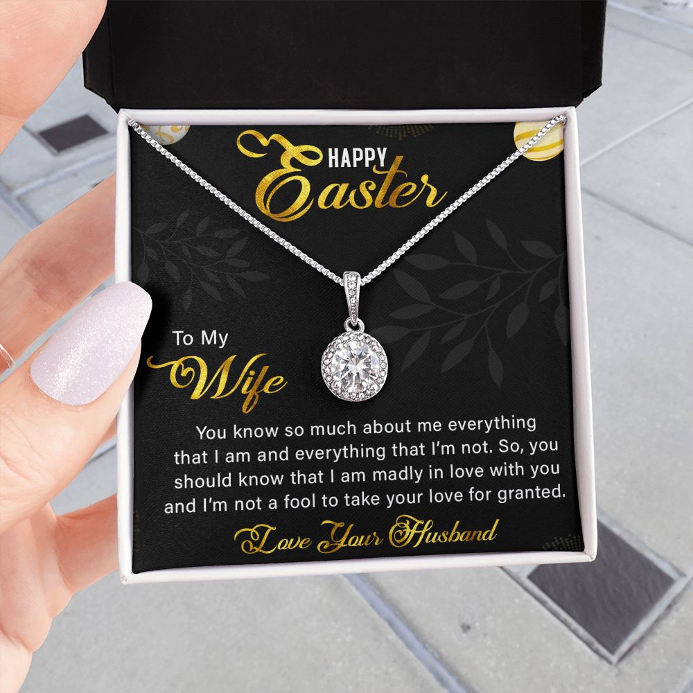 TO MY WIFE, HAPPY EASTER, ETERNAL HOPE NECKLACE WITH MESSAGE CARD, EASTER GIFT FOR WIFE FROM HUSBAND