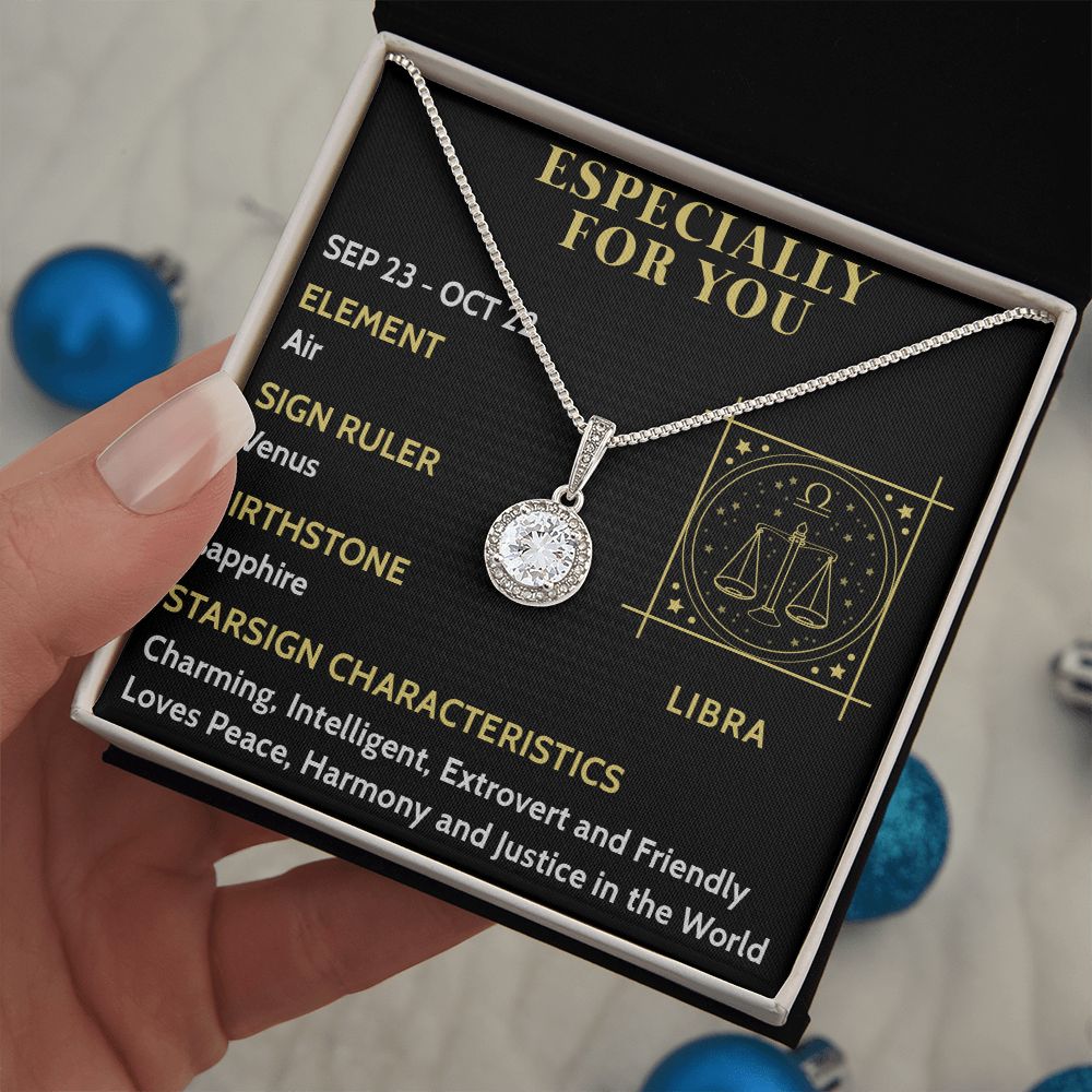 ESPECIALLY FOR YOU, LIBRA MESSAGE CARD WITH ETERNAL HOPE NECKLACE, ZODIAC MESSAGE CARD, GIFT FOR HER