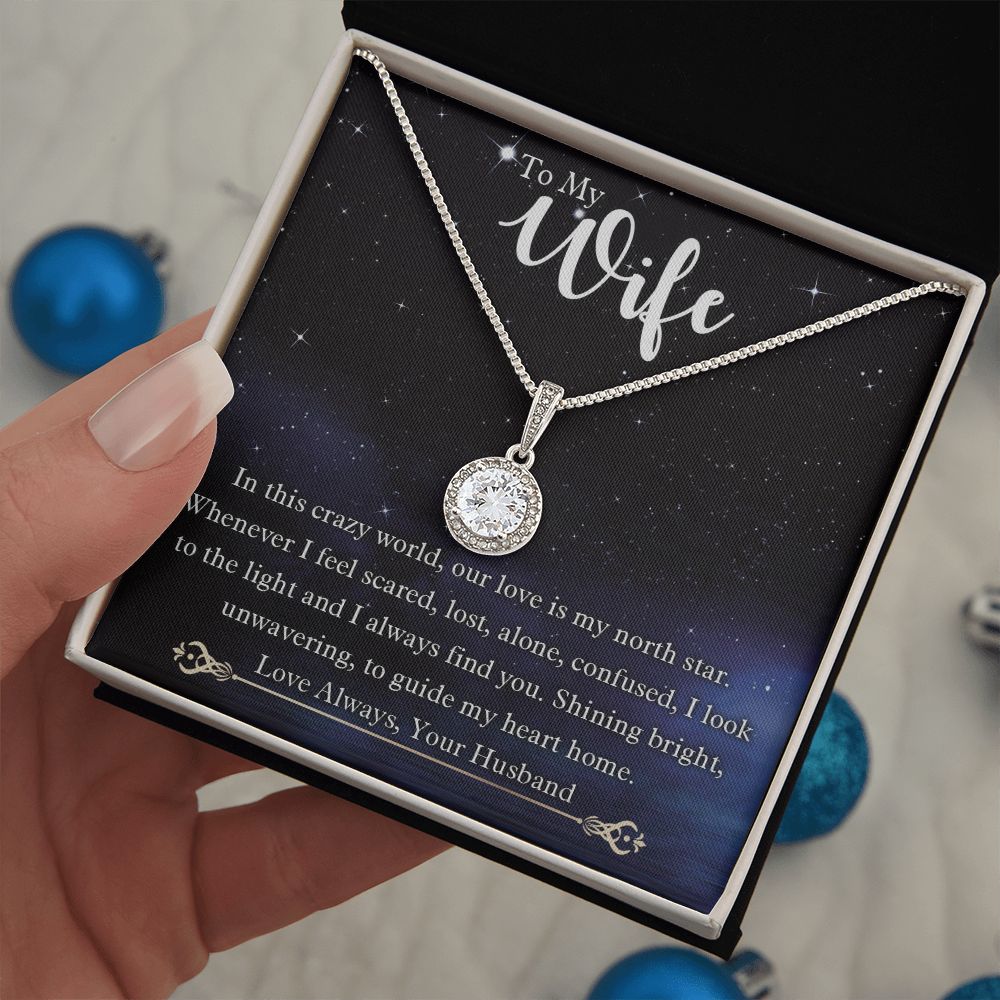 To My Wife, Our Love Is My North Star, Eternal Hope Necklace For Wife With Message Card, Birthday, Valentine's Day Gift For Her