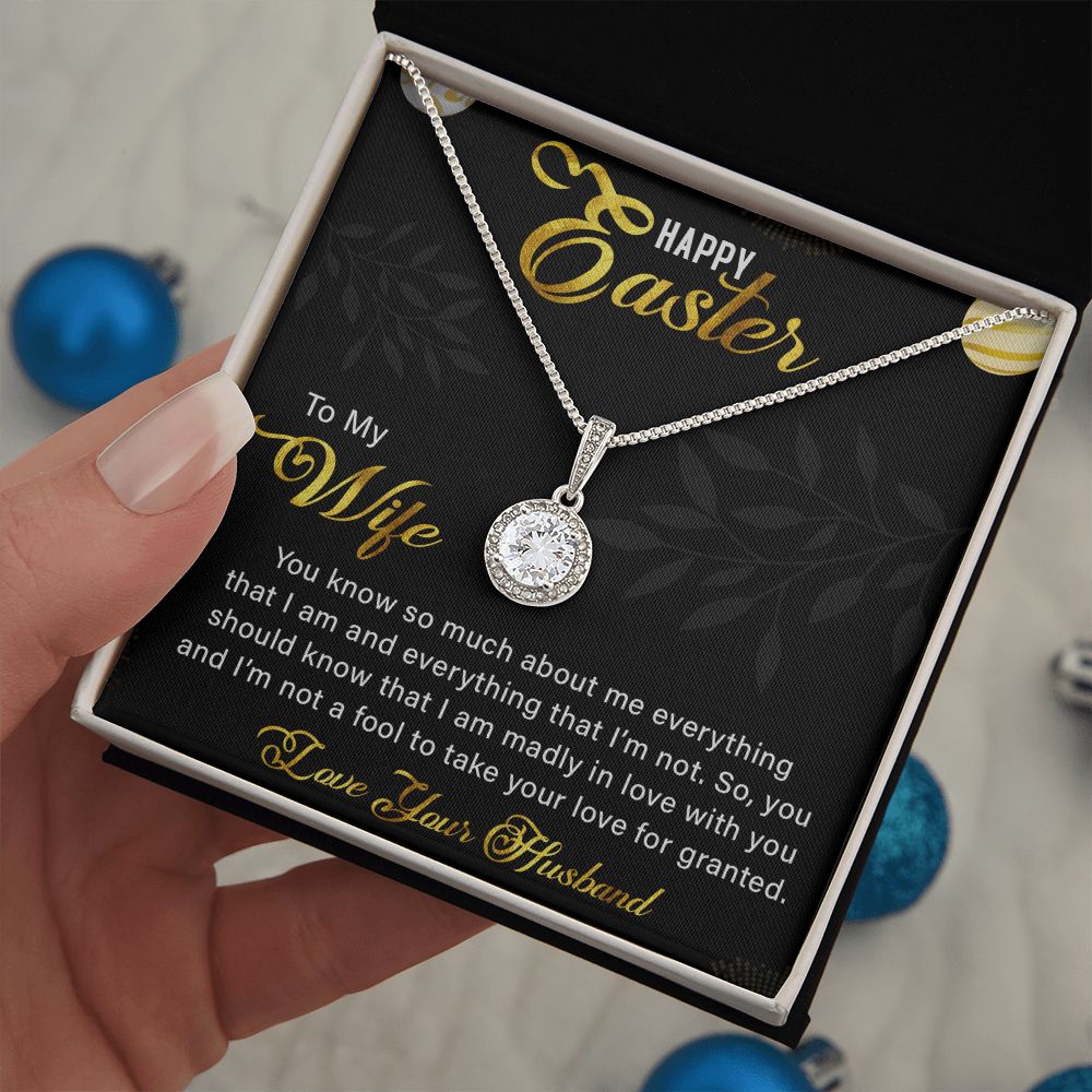 TO MY WIFE, HAPPY EASTER, ETERNAL HOPE NECKLACE WITH MESSAGE CARD, EASTER GIFT FOR WIFE FROM HUSBAND