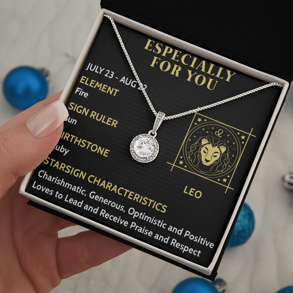 ESPECIALLY FOR YOU, LEO MESSAGE CARD WITH ETERNAL HOPE NECKLACE, ZODIAC MESSAGE CARD, GIFT FOR HER