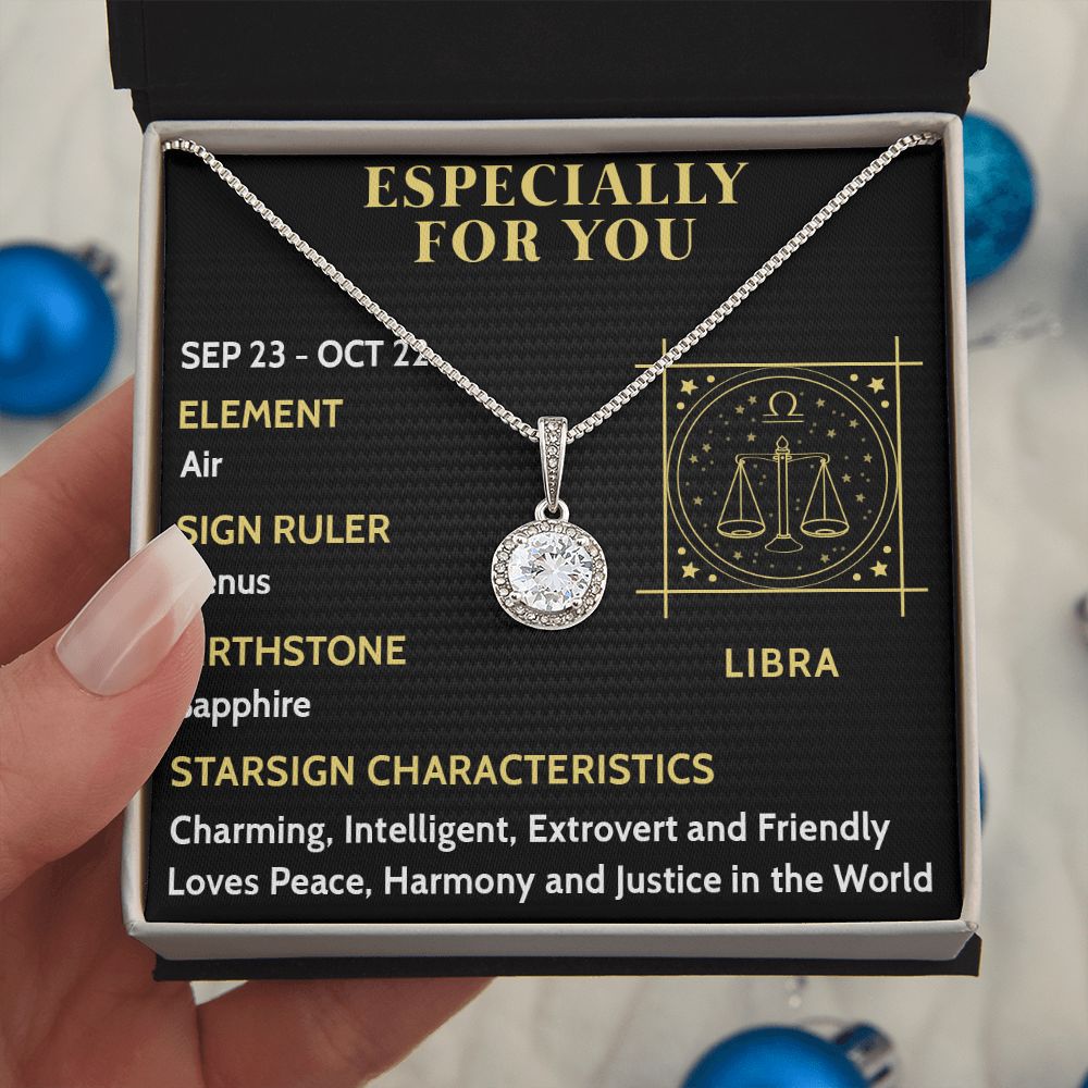 ESPECIALLY FOR YOU, LIBRA MESSAGE CARD WITH ETERNAL HOPE NECKLACE, ZODIAC MESSAGE CARD, GIFT FOR HER