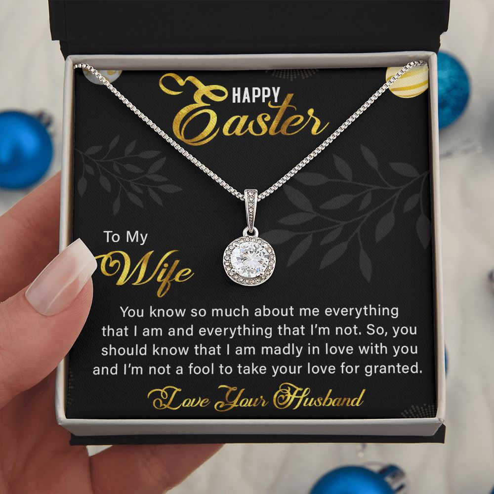 TO MY WIFE, HAPPY EASTER, ETERNAL HOPE NECKLACE WITH MESSAGE CARD, EASTER GIFT FOR WIFE FROM HUSBAND