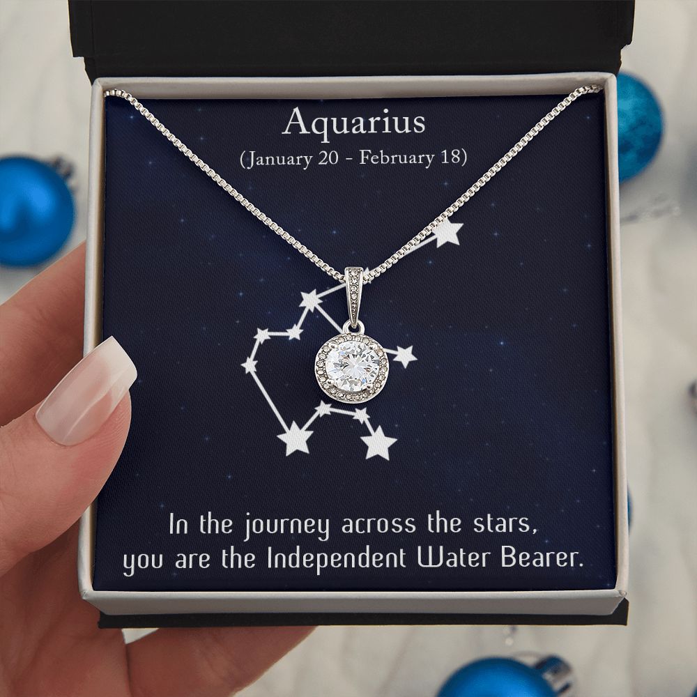 YOU ARE THE INDEPENDENT WATER BEARER, AQUARIUS MESSAGE CARD WITH ETERNAL HOPE NECKLACE, ZODIAC MESSAGE CARD, GIFT FOR HER