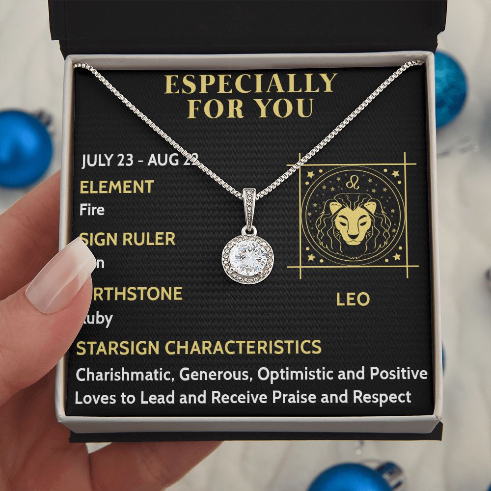 ESPECIALLY FOR YOU, LEO MESSAGE CARD WITH ETERNAL HOPE NECKLACE, ZODIAC MESSAGE CARD, GIFT FOR HER