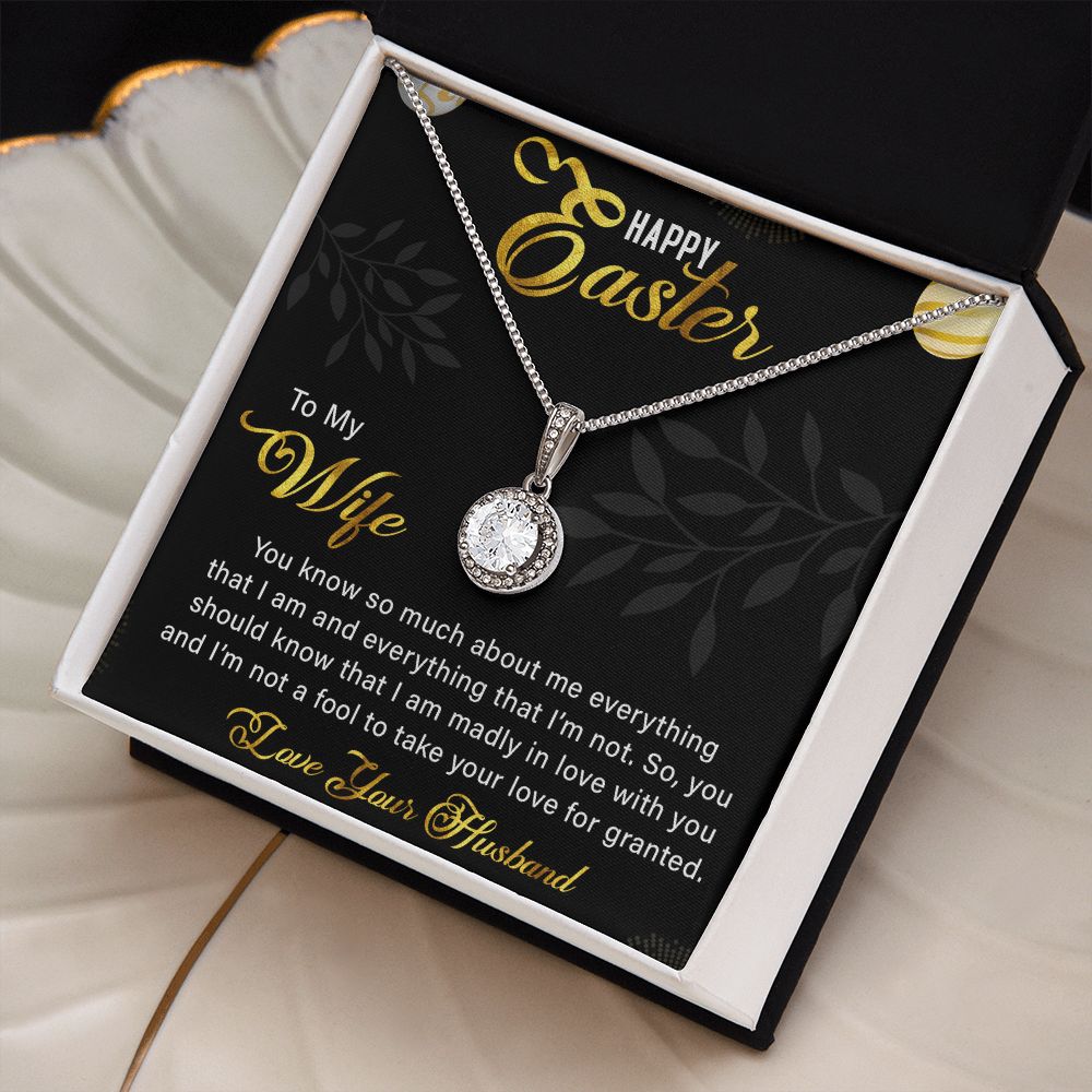 TO MY WIFE, HAPPY EASTER, ETERNAL HOPE NECKLACE WITH MESSAGE CARD, EASTER GIFT FOR WIFE FROM HUSBAND
