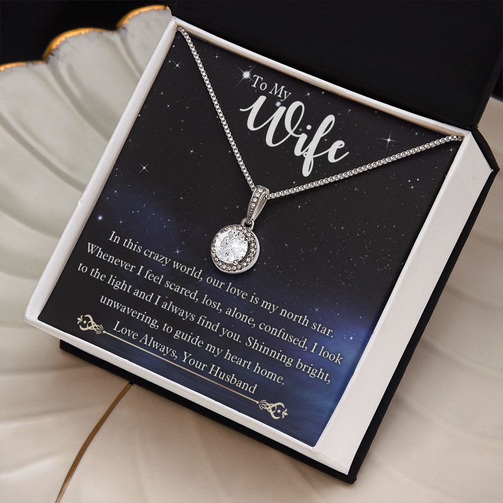 To My Wife, Our Love Is My North Star, Eternal Hope Necklace For Wife With Message Card, Birthday, Valentine's Day Gift For Her