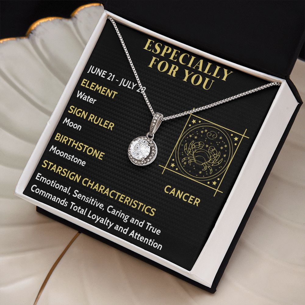 ESPECIALLY FOR YOU, CANCER MESSAGE CARD WITH ETERNAL HOPE NECKLACE, ZODIAC MESSAGE CARD, GIFT FOR HER