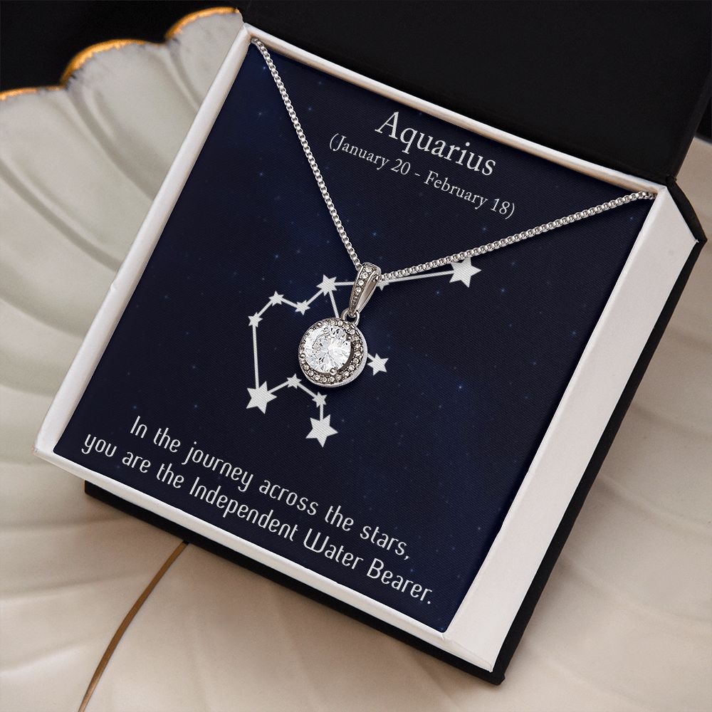YOU ARE THE INDEPENDENT WATER BEARER, AQUARIUS MESSAGE CARD WITH ETERNAL HOPE NECKLACE, ZODIAC MESSAGE CARD, GIFT FOR HER
