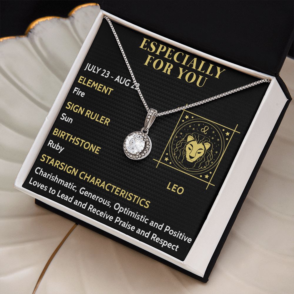 ESPECIALLY FOR YOU, LEO MESSAGE CARD WITH ETERNAL HOPE NECKLACE, ZODIAC MESSAGE CARD, GIFT FOR HER