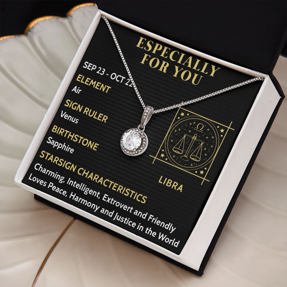ESPECIALLY FOR YOU, LIBRA MESSAGE CARD WITH ETERNAL HOPE NECKLACE, ZODIAC MESSAGE CARD, GIFT FOR HER