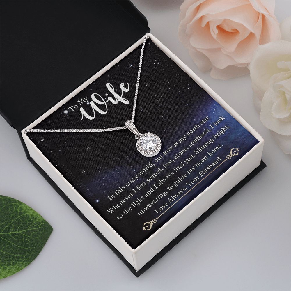To My Wife, Our Love Is My North Star, Eternal Hope Necklace For Wife With Message Card, Birthday, Valentine's Day Gift For Her