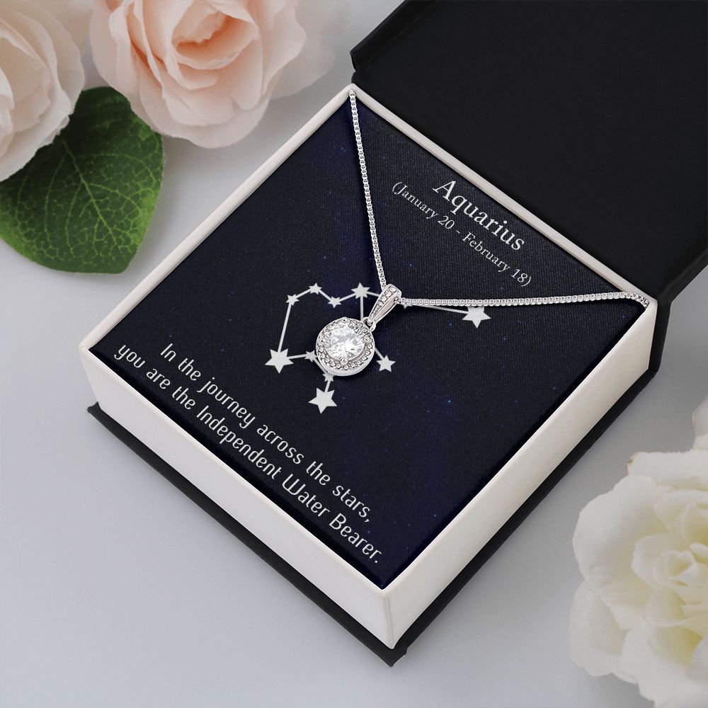 YOU ARE THE INDEPENDENT WATER BEARER, AQUARIUS MESSAGE CARD WITH ETERNAL HOPE NECKLACE, ZODIAC MESSAGE CARD, GIFT FOR HER