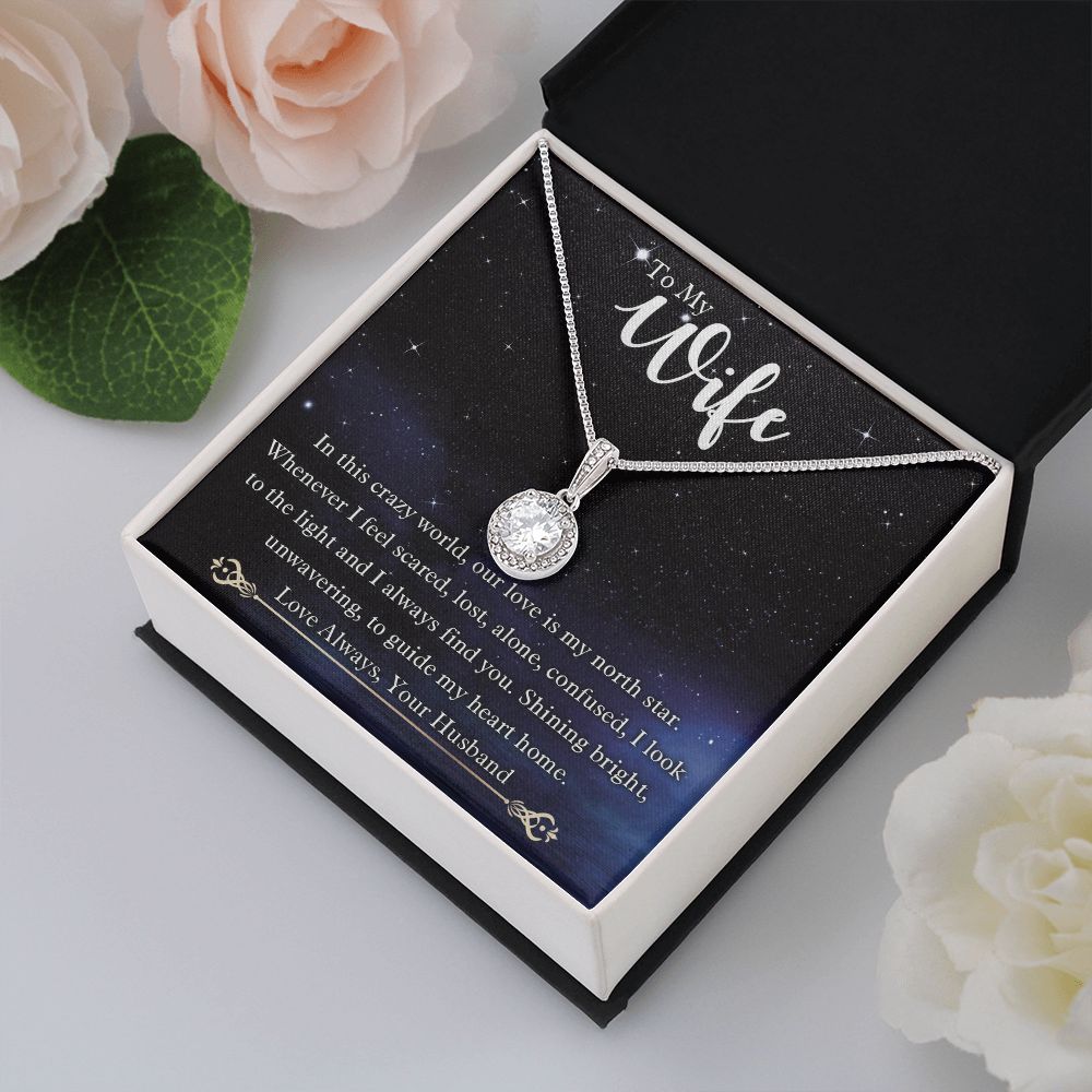 To My Wife, Our Love Is My North Star, Eternal Hope Necklace For Wife With Message Card, Birthday, Valentine's Day Gift For Her