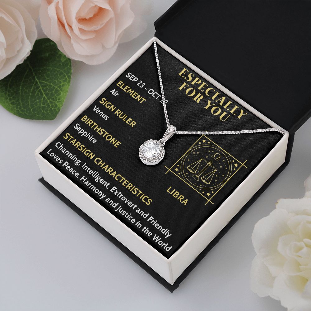 ESPECIALLY FOR YOU, LIBRA MESSAGE CARD WITH ETERNAL HOPE NECKLACE, ZODIAC MESSAGE CARD, GIFT FOR HER