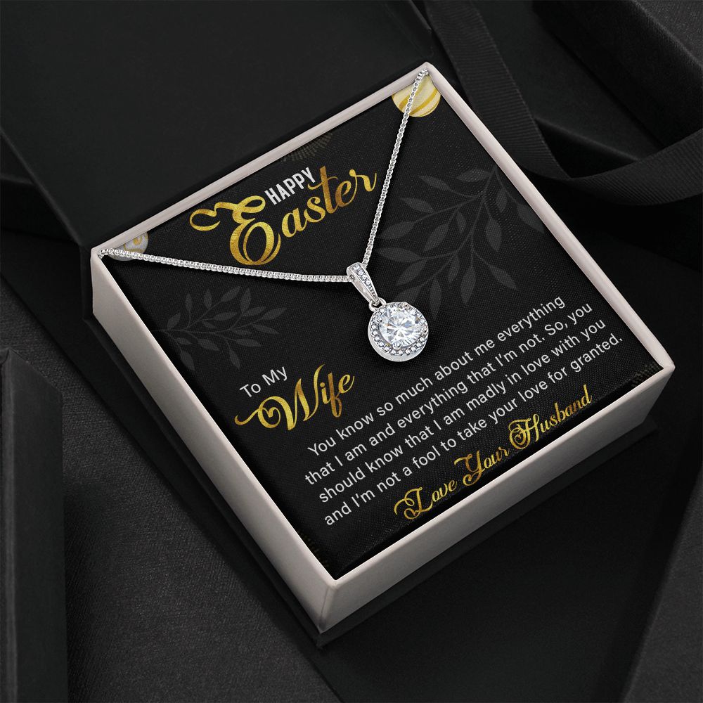 TO MY WIFE, HAPPY EASTER, ETERNAL HOPE NECKLACE WITH MESSAGE CARD, EASTER GIFT FOR WIFE FROM HUSBAND