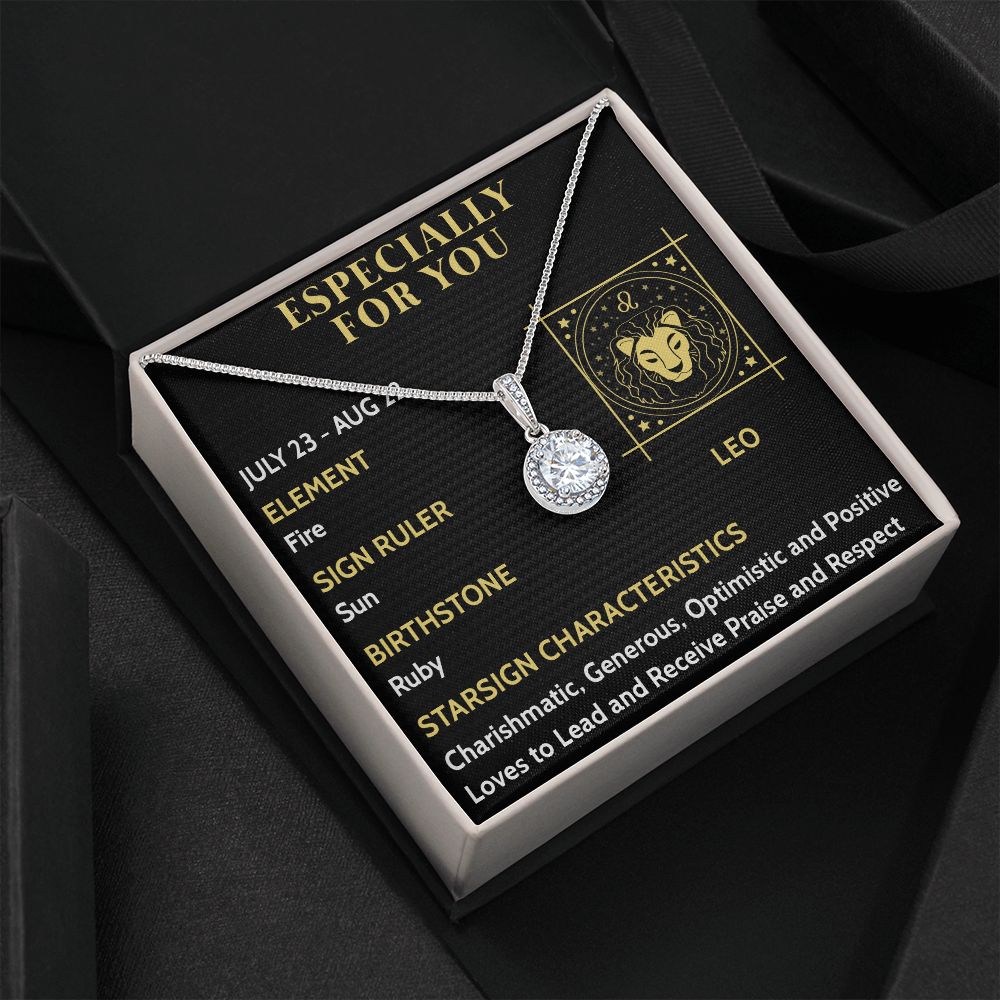 ESPECIALLY FOR YOU, LEO MESSAGE CARD WITH ETERNAL HOPE NECKLACE, ZODIAC MESSAGE CARD, GIFT FOR HER